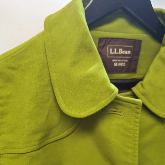L.L. Bean Womens Pea Coat Suede Texture Apple Green w/ Matching Belt Regular Fit - Picture 5 of 16